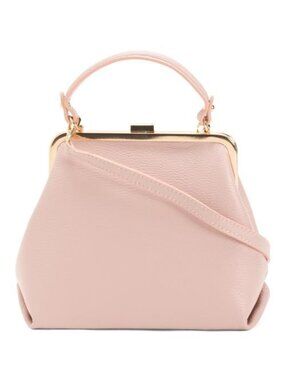 PERSAMAN NEW YORK Made In Italy Leather Kisslock Satchel With Shoulder Strap